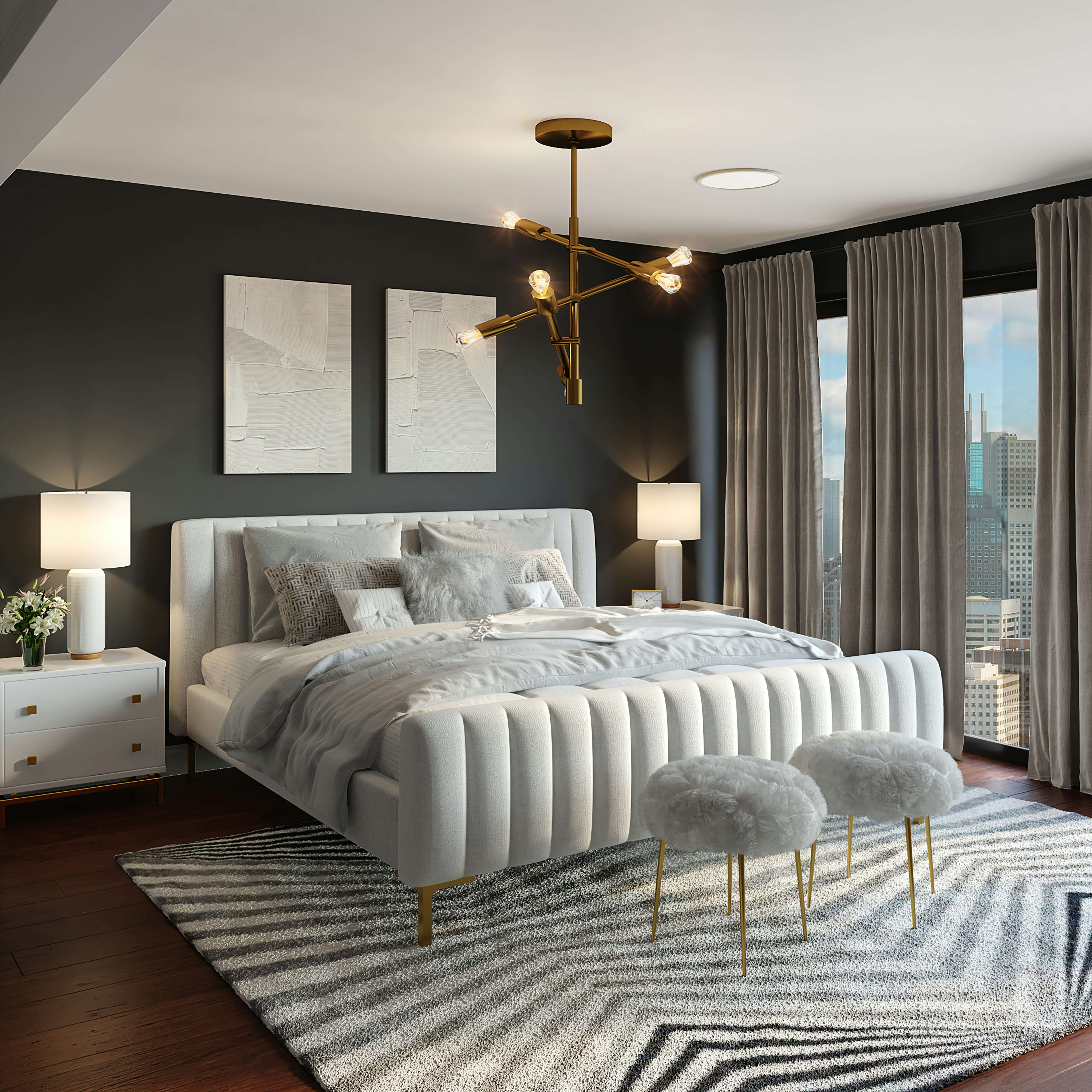 Fotografía inmobiliaria de dormitorio principal de lujo en Barcelona