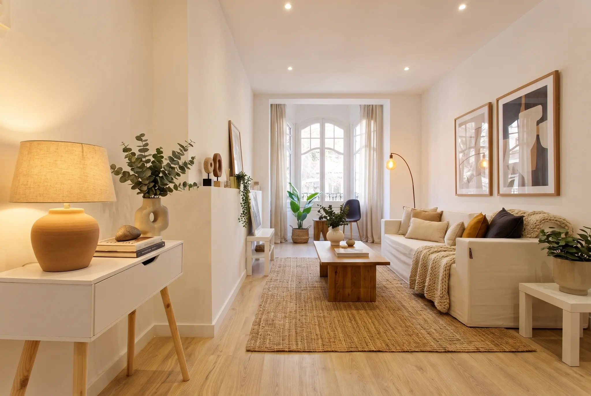 Salón alargado · Mirador después del home staging