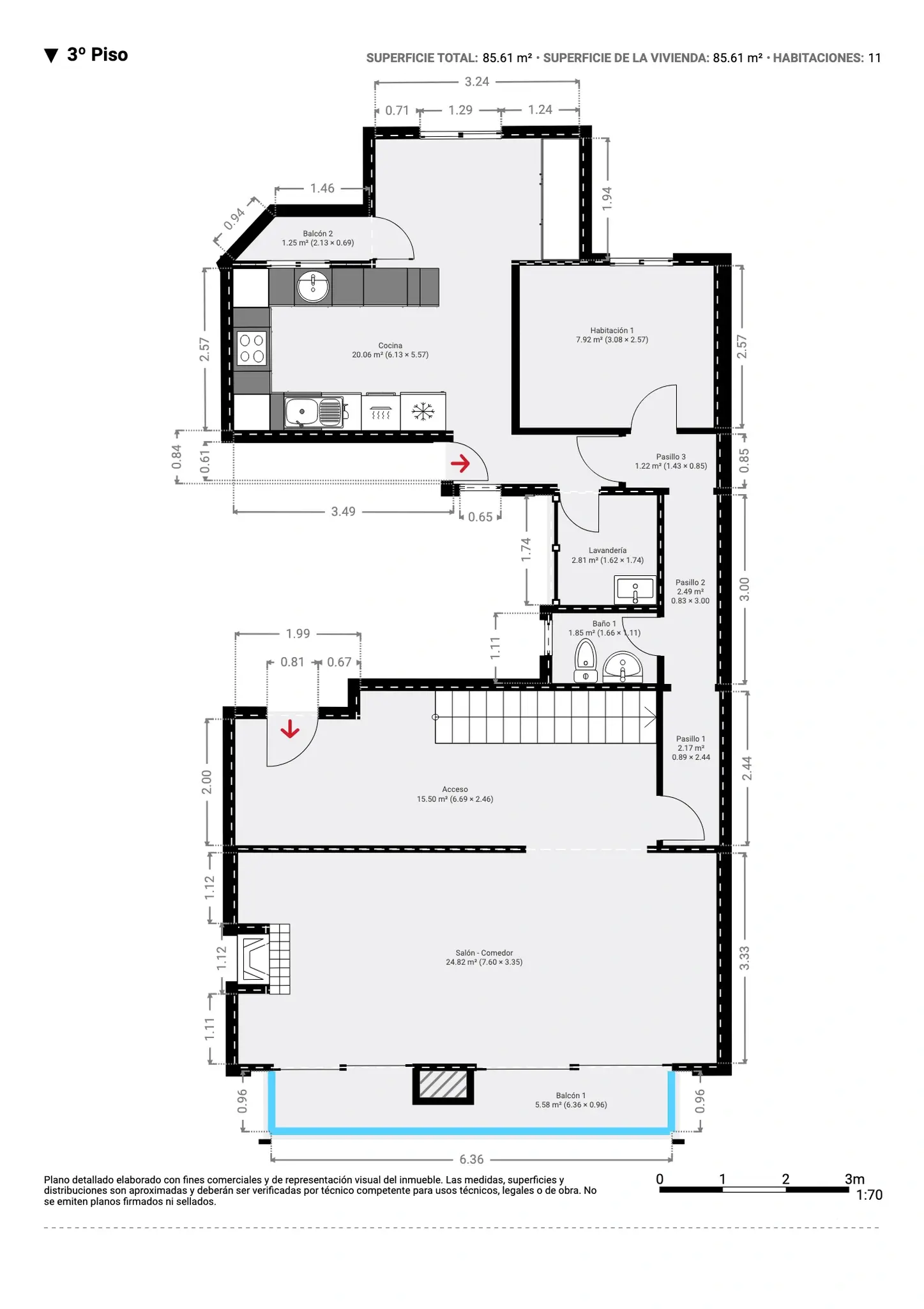 Plano inmobiliario 2D con medidas · Proyecto 01