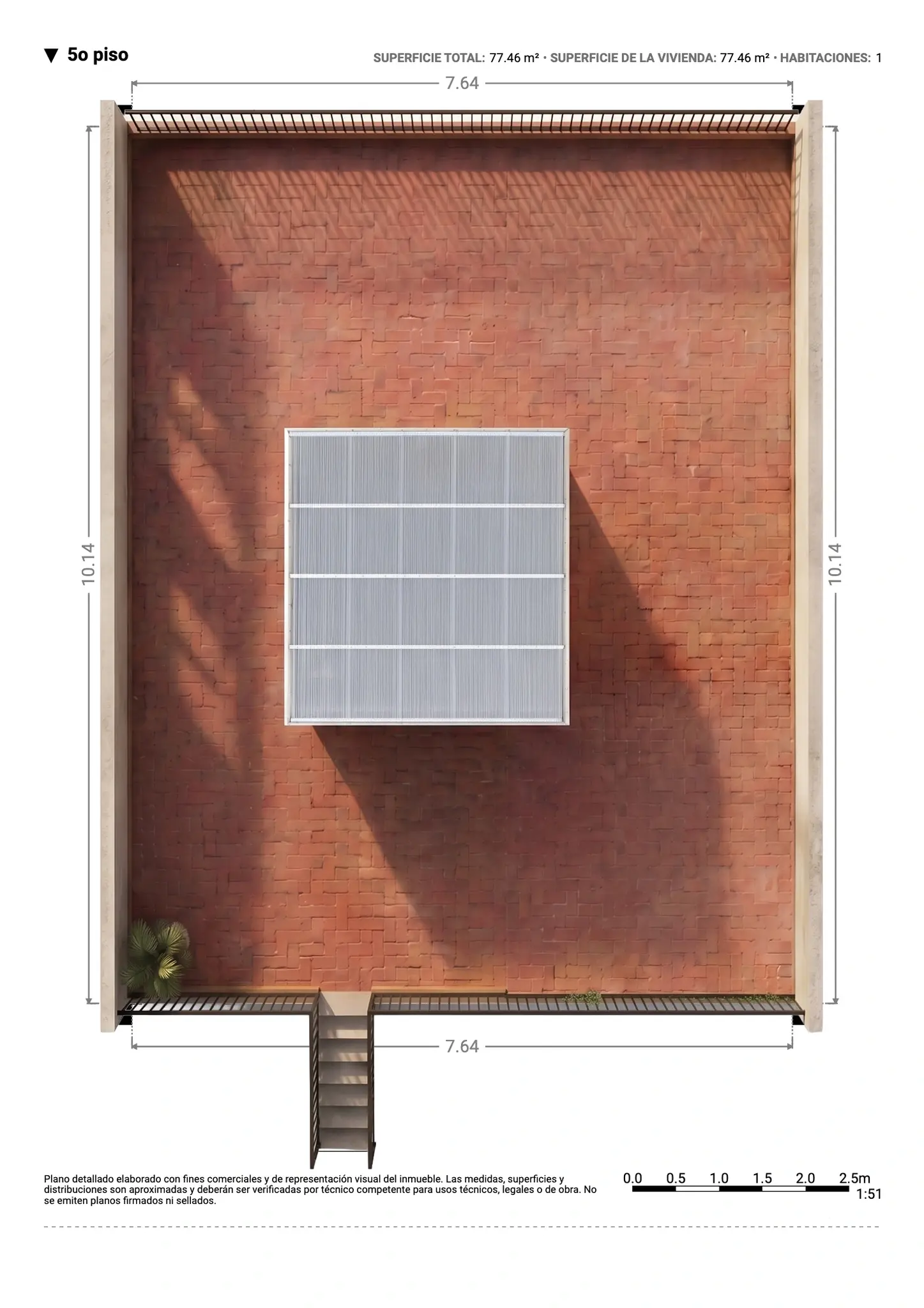 Plano inmobiliario 3D con medidas · Proyecto 03