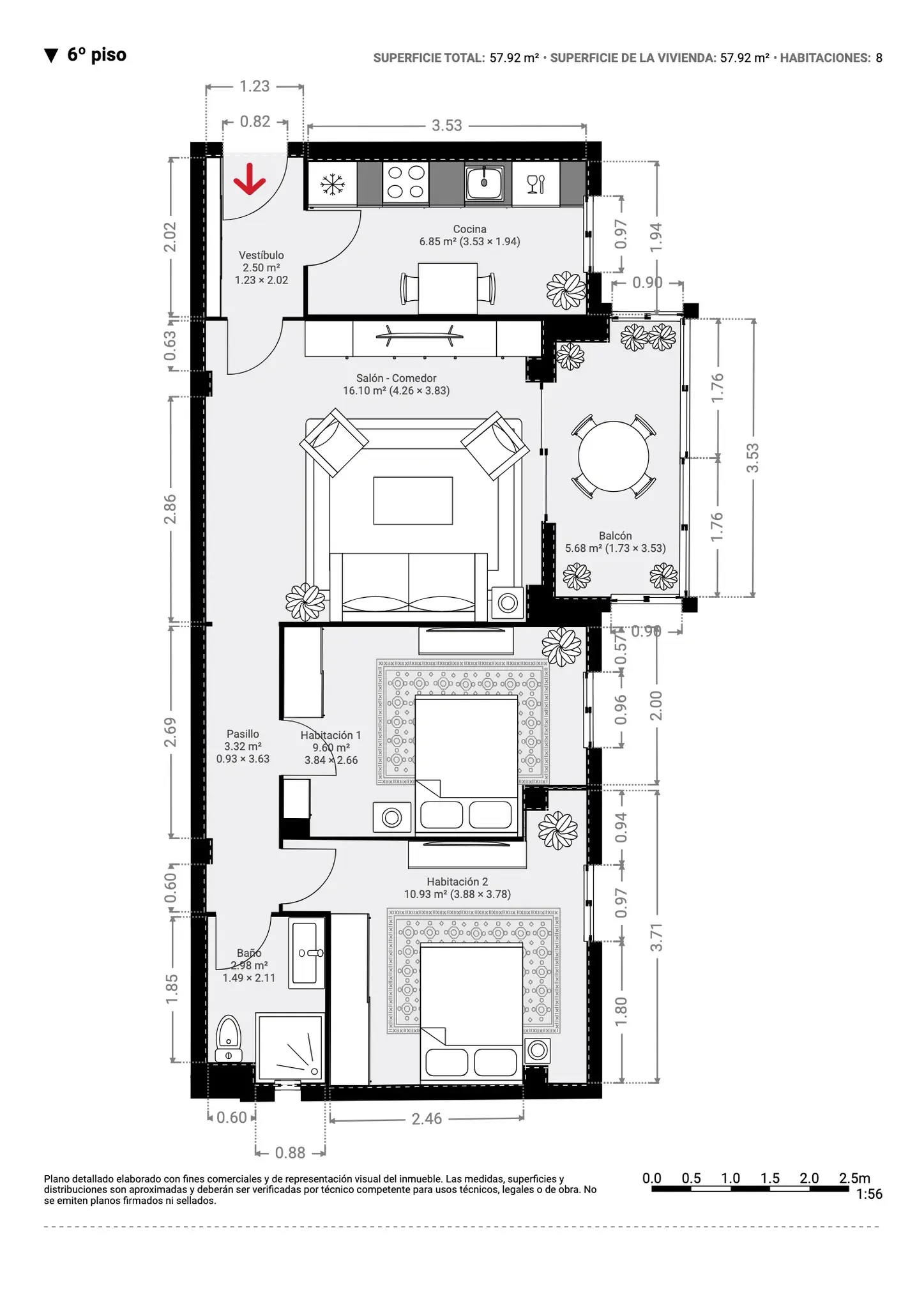 Plano inmobiliario 2D con medidas · Proyecto 04