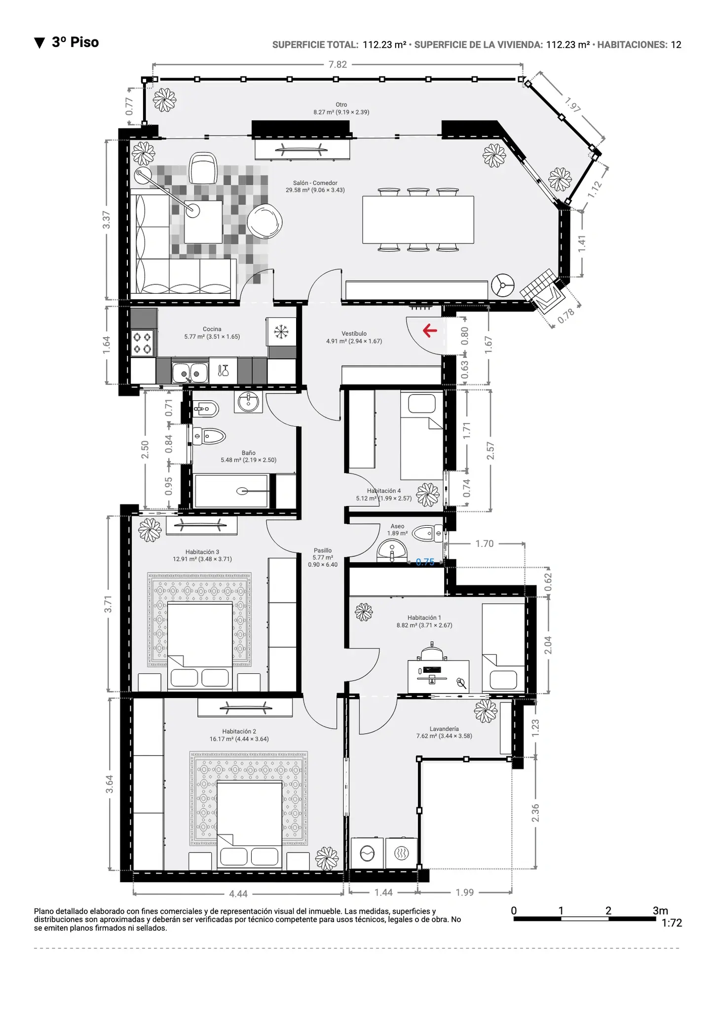 Plano inmobiliario 2D con medidas · Proyecto 05