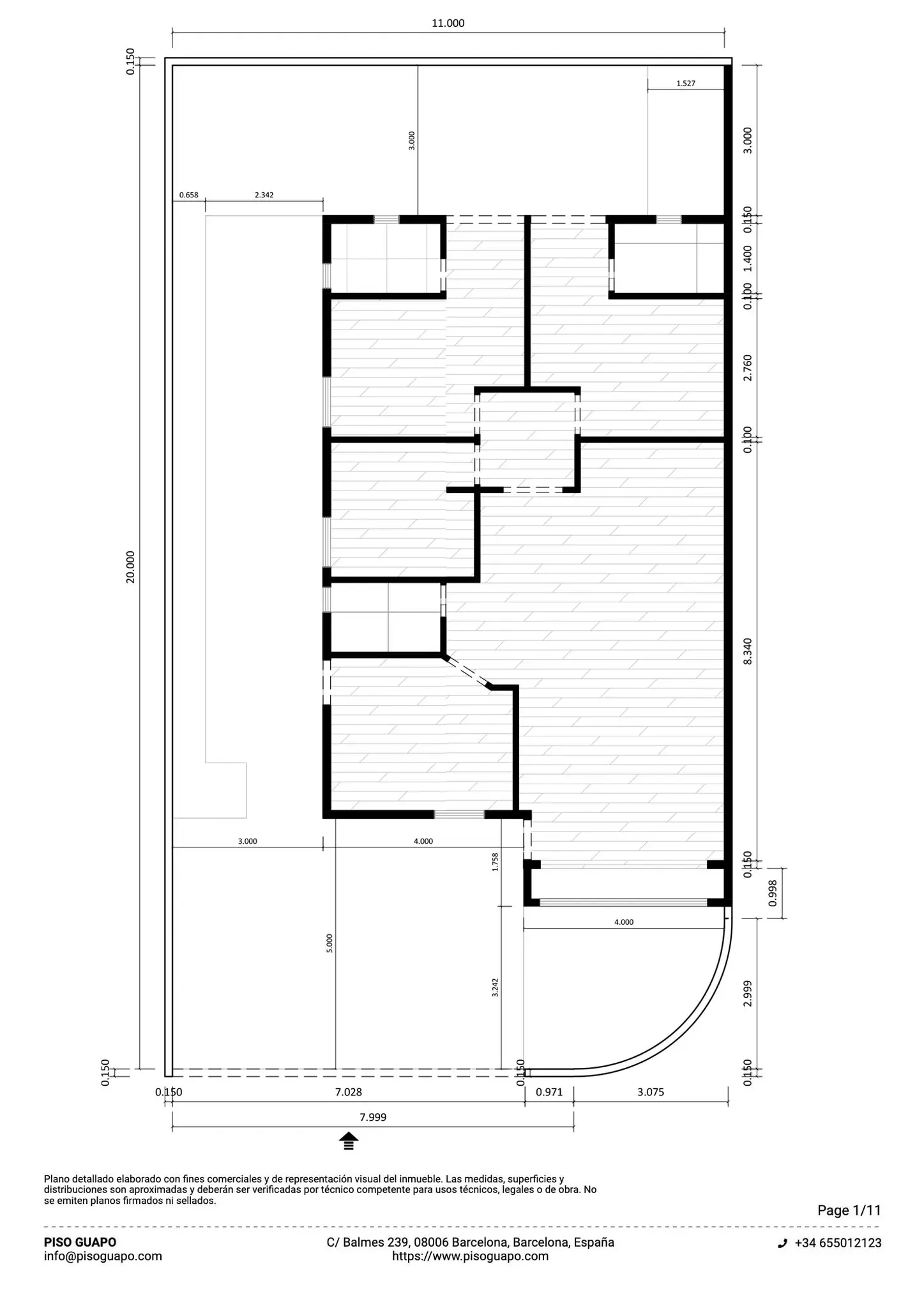 Plano inmobiliario 2D con medidas · Proyecto 08