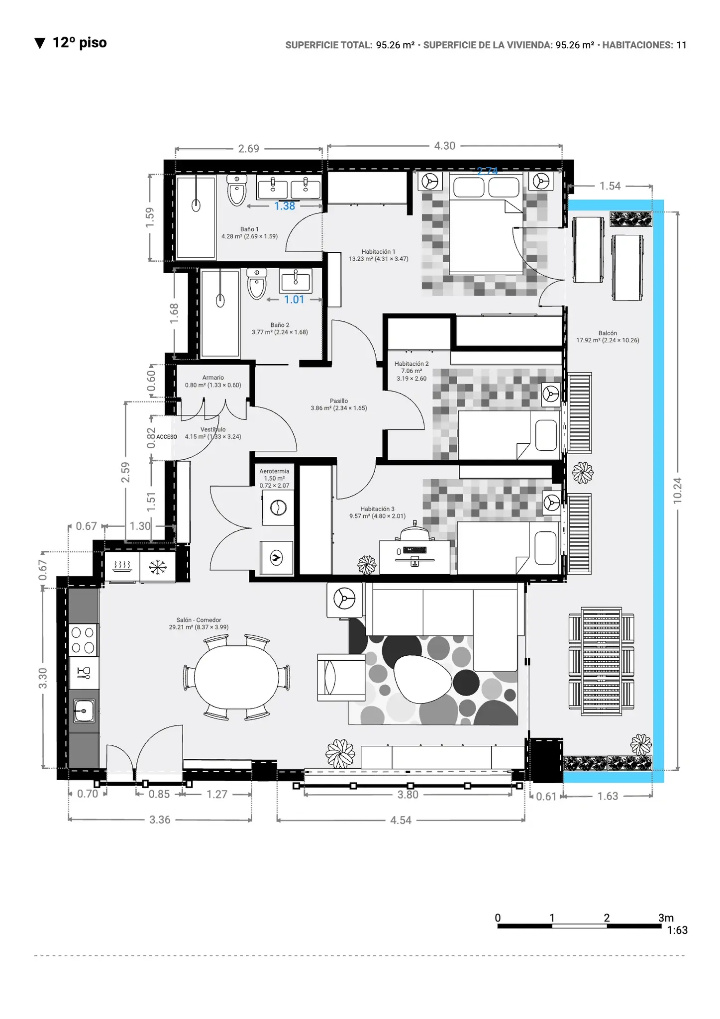 Plano inmobiliario 2D con medidas · Proyecto 10