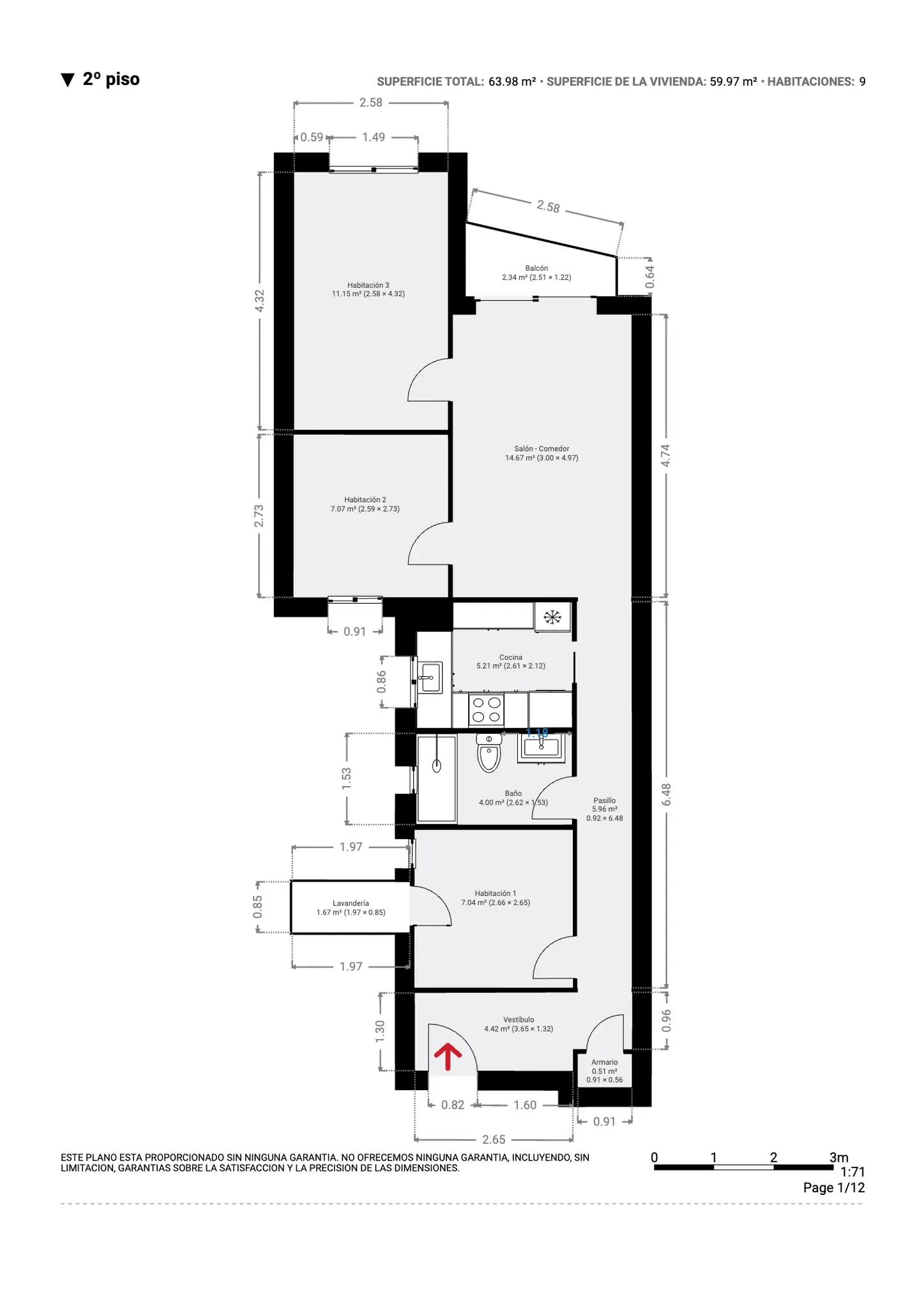 Plano inmobiliario 2D con medidas · Proyecto 11