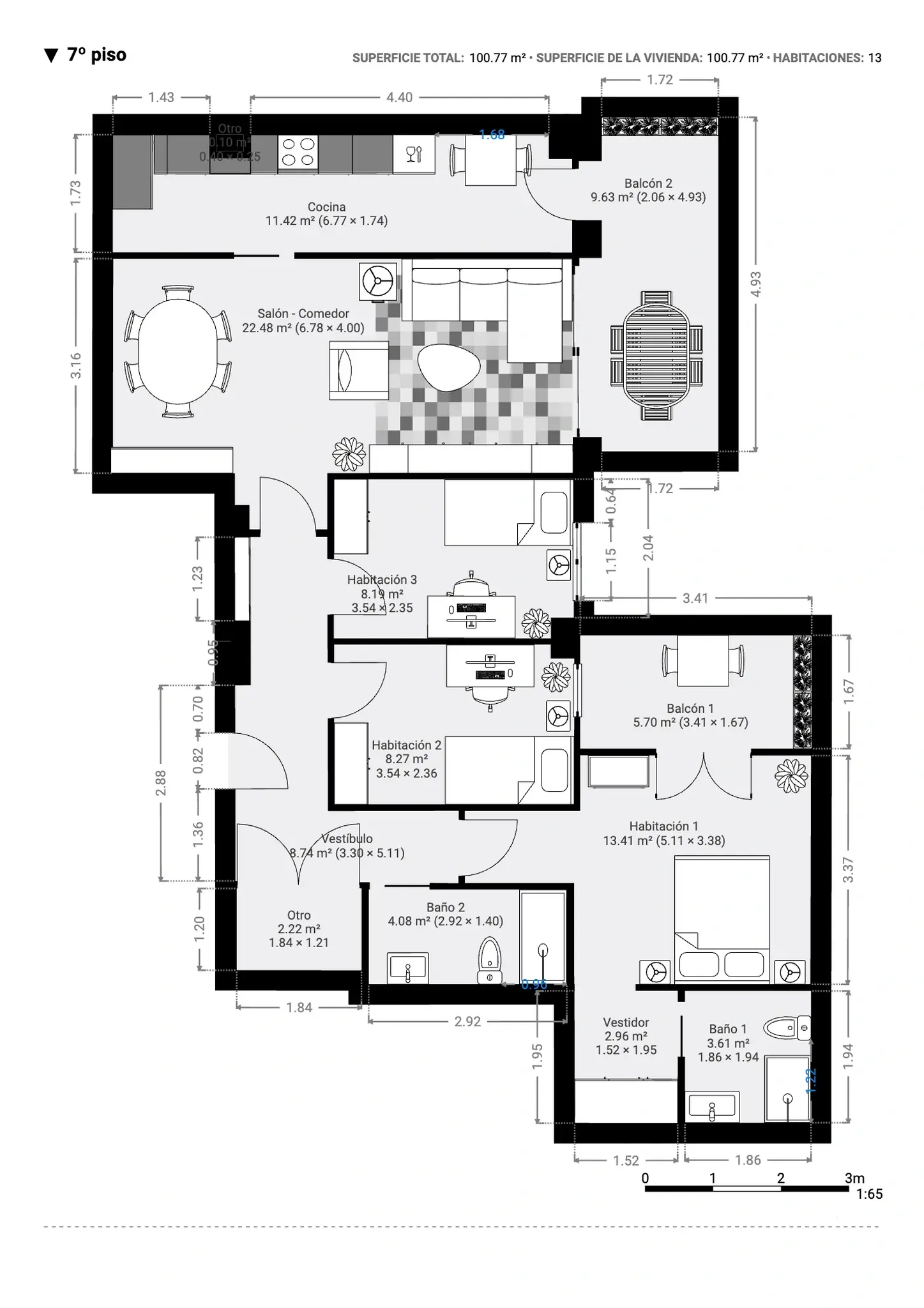 Plano inmobiliario 2D con medidas · Proyecto 12