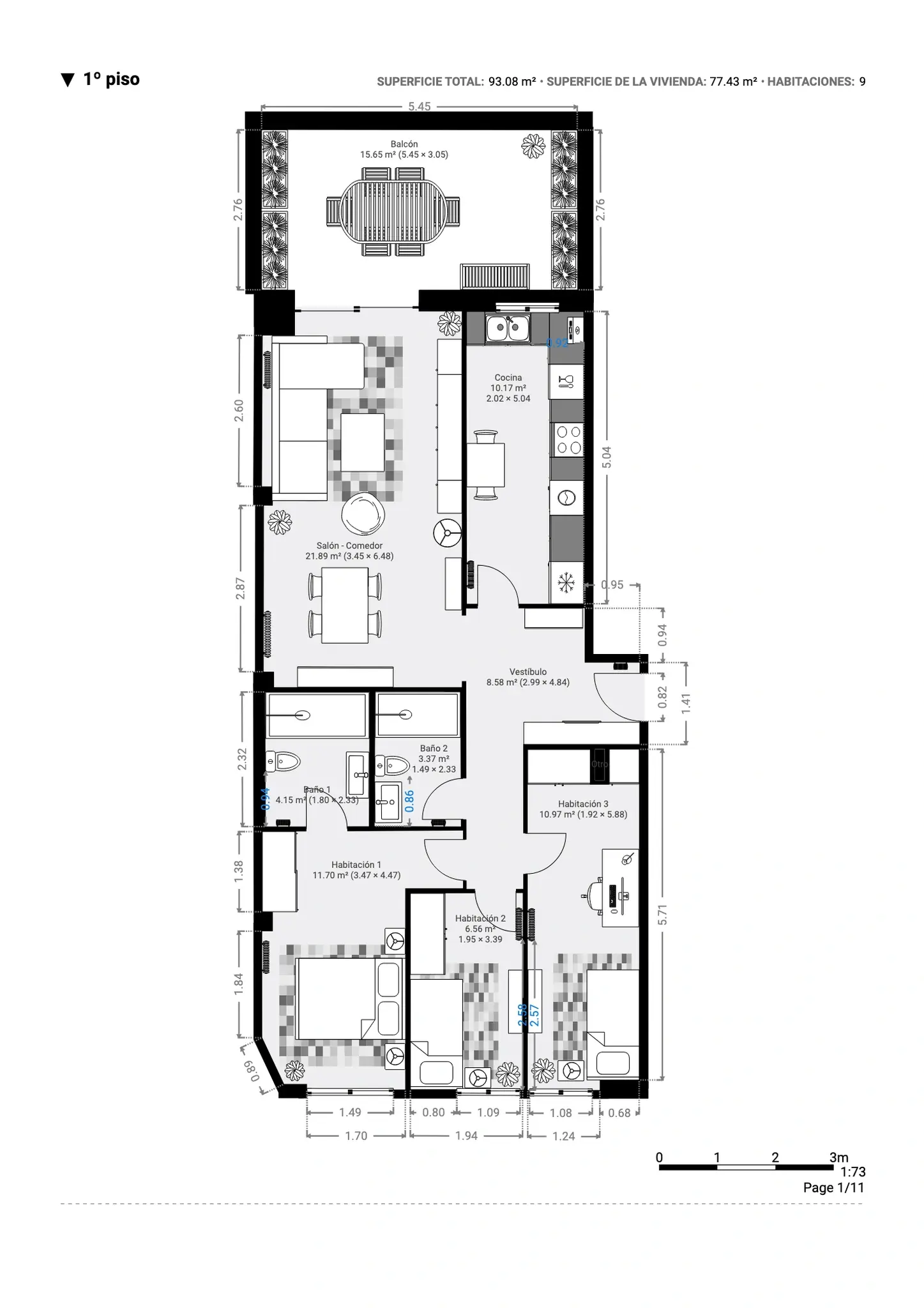 Plano inmobiliario 2D con medidas · Proyecto 13