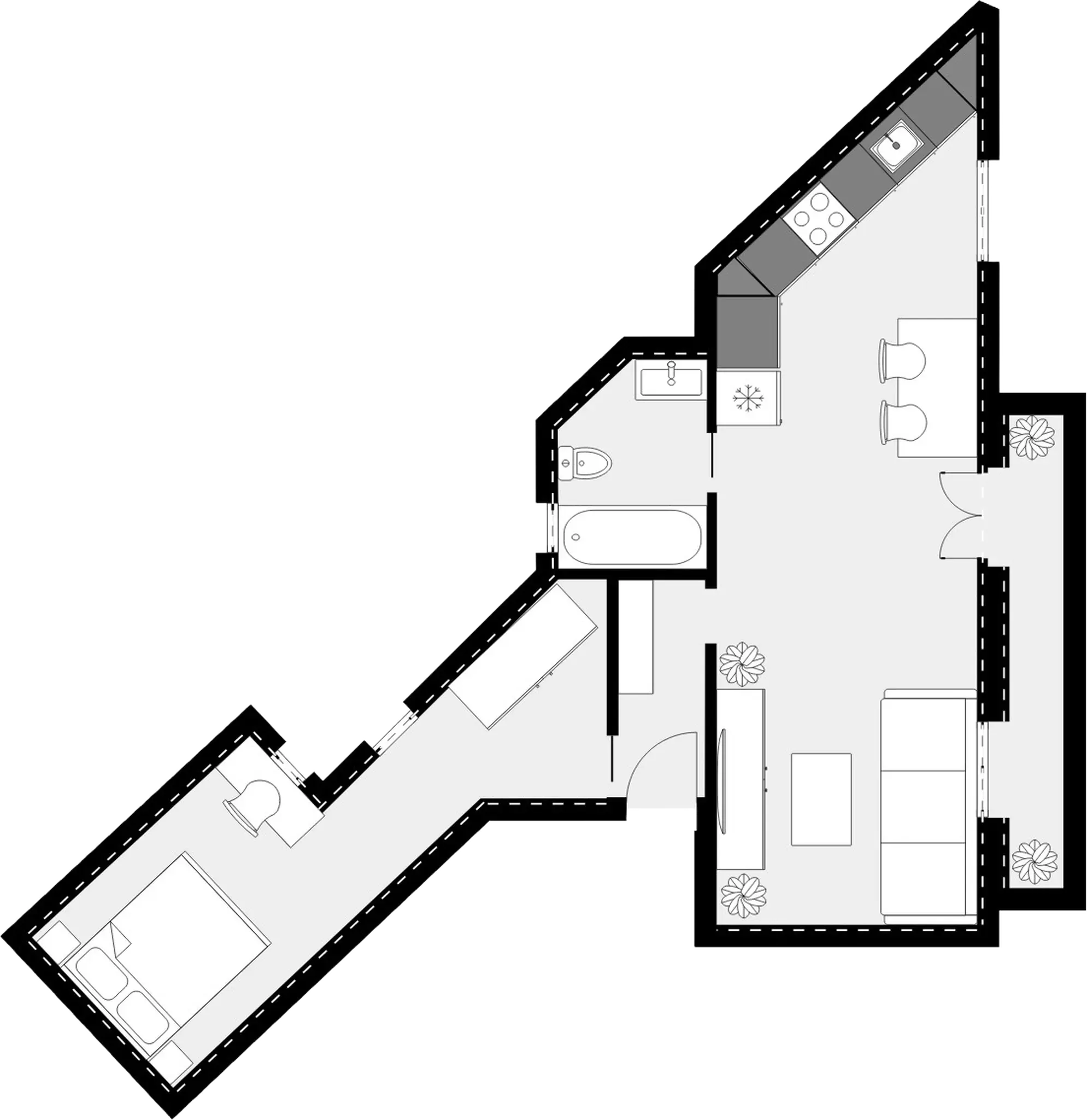 Plano inmobiliario 2D de apartamento en Barcelona Plano inmobiliario 2D de apartamento en Barcelona antes de versión 3D