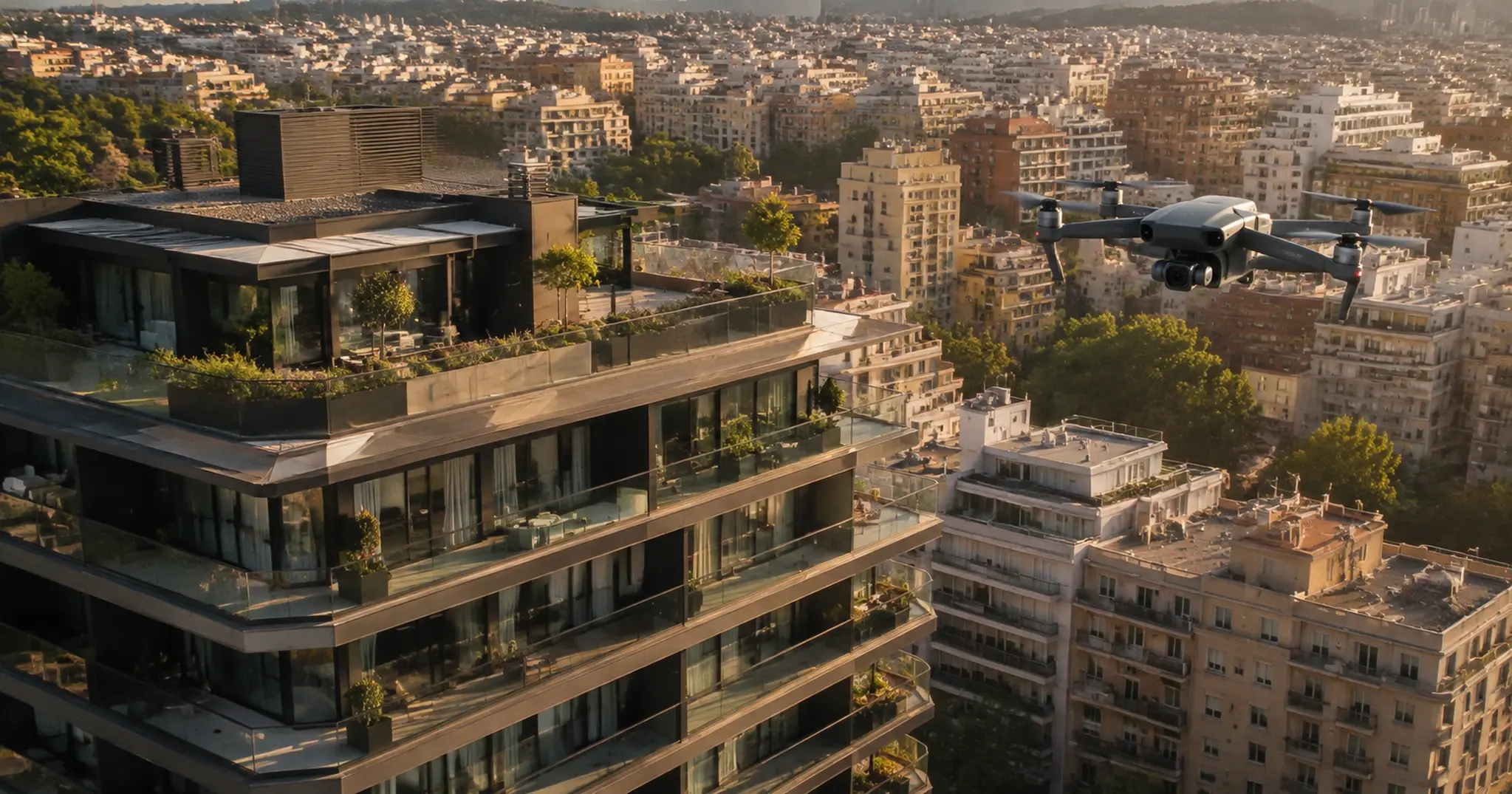 Vista aérea de un inmueble capturada con dron